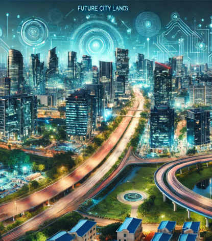 Aerial view of Hyderabad's Future City showcasing modern infrastructure and green spaces.